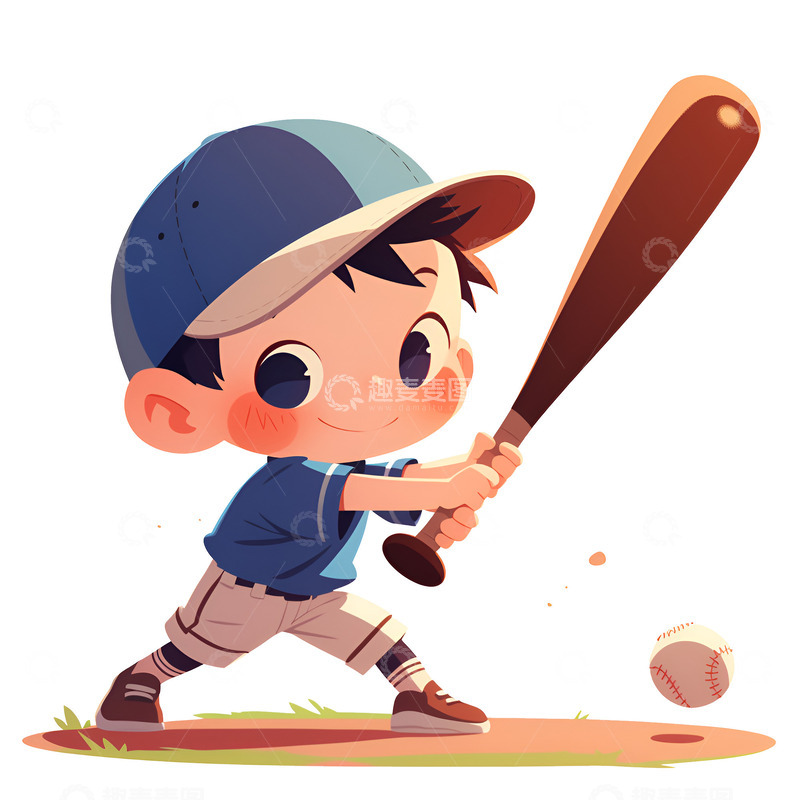 高清大图下载【趣麦麦图】打棒球的小男孩