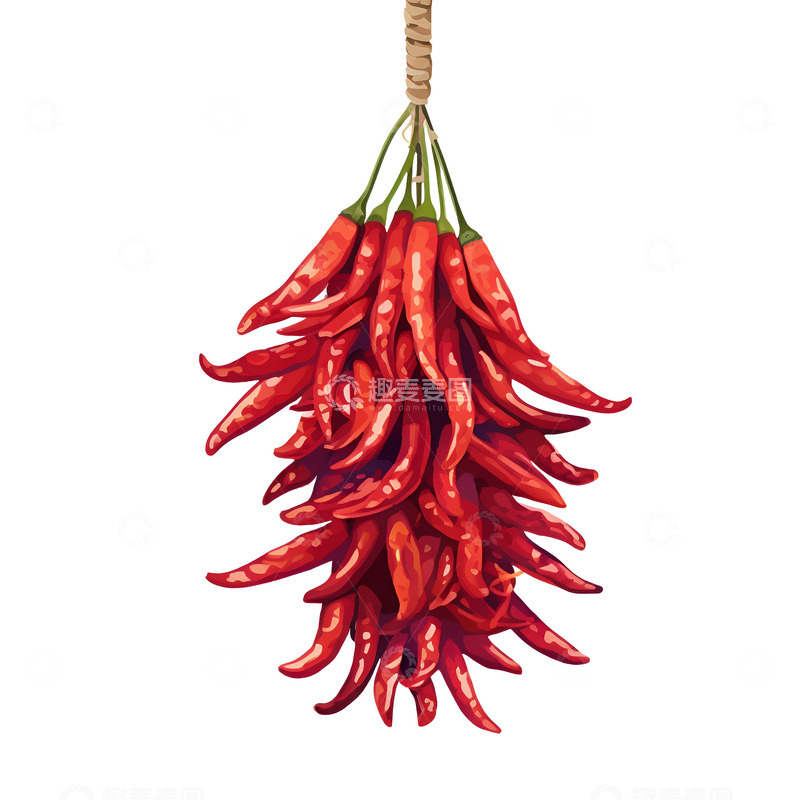 高清大图下载【趣麦麦图】卡通简约一串干辣椒