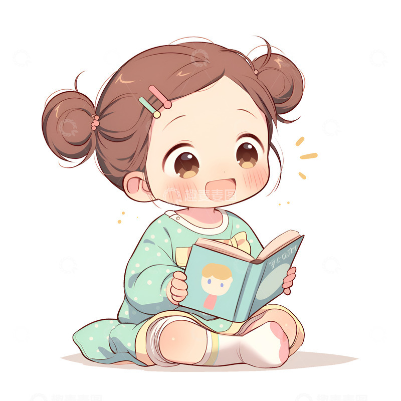 高清大图下载【趣麦麦图】坐着看书的女孩