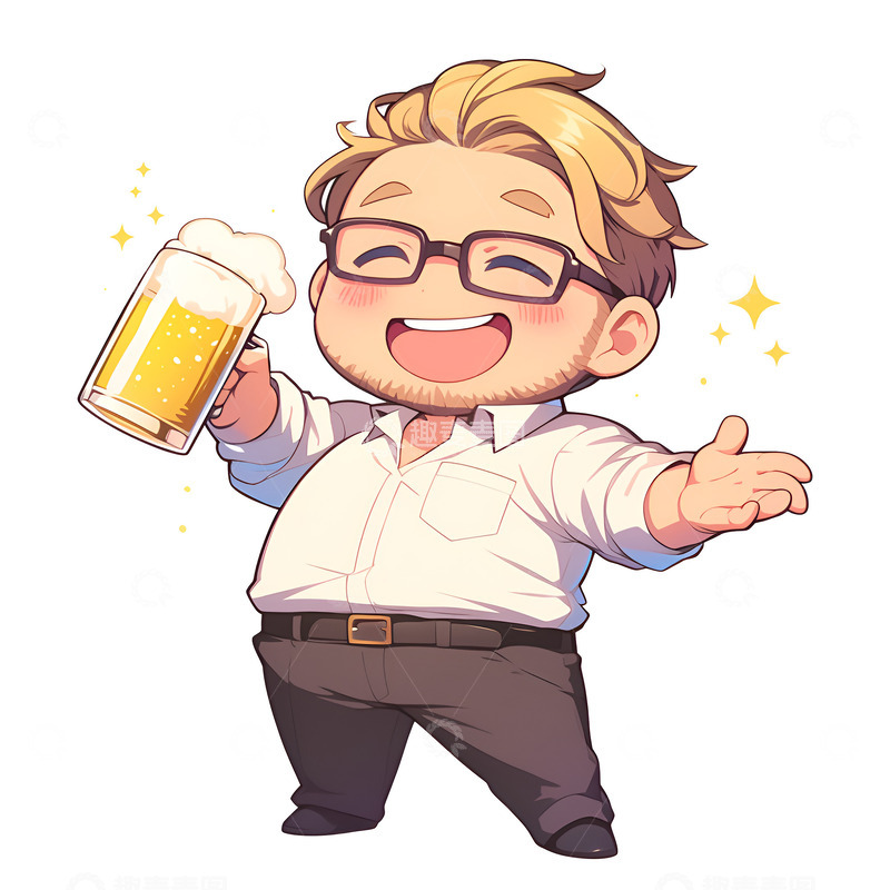 高清大图下载【趣麦麦图】端着啤酒杯的成功人士