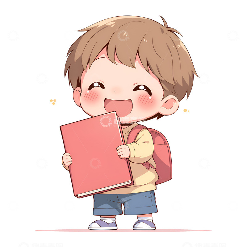 高清大图下载【趣麦麦图】抱着书本的小男孩