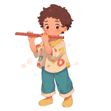 吹笛子的小孩
