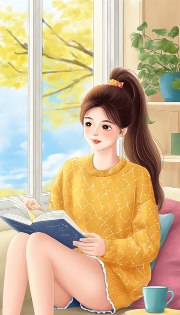 世界阅读日看书的女孩