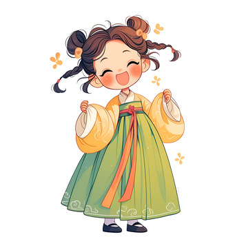 穿着汉服的小女孩