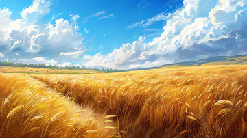 麦田卡通田野秋收