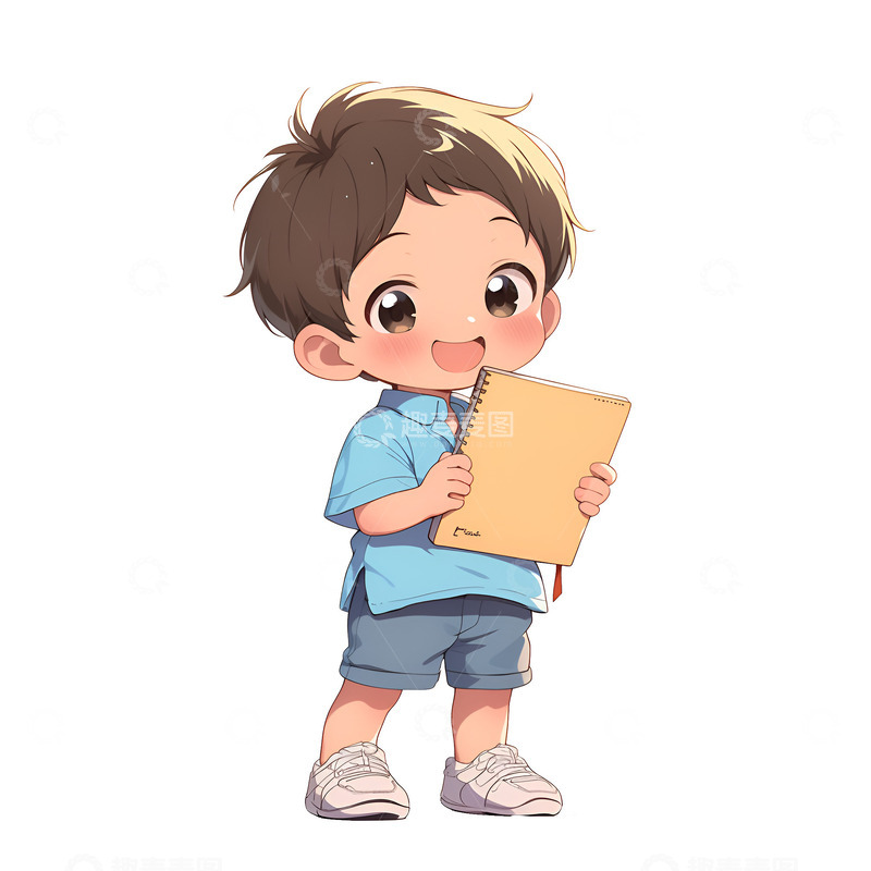 高清大图下载【趣麦麦图】拿着笔记本的小孩子
