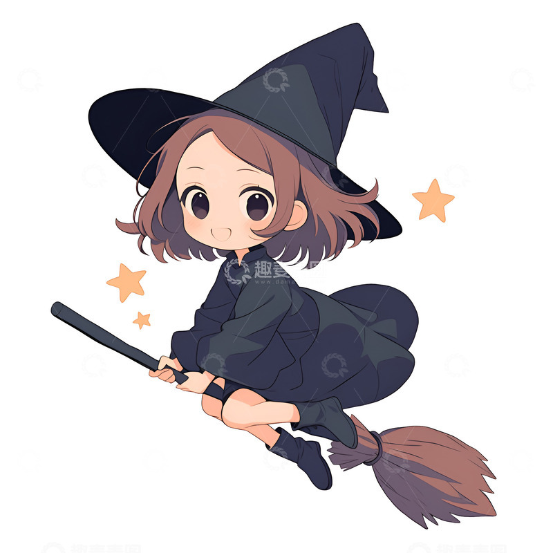 高清大图下载【趣麦麦图】可爱的飞天小魔女