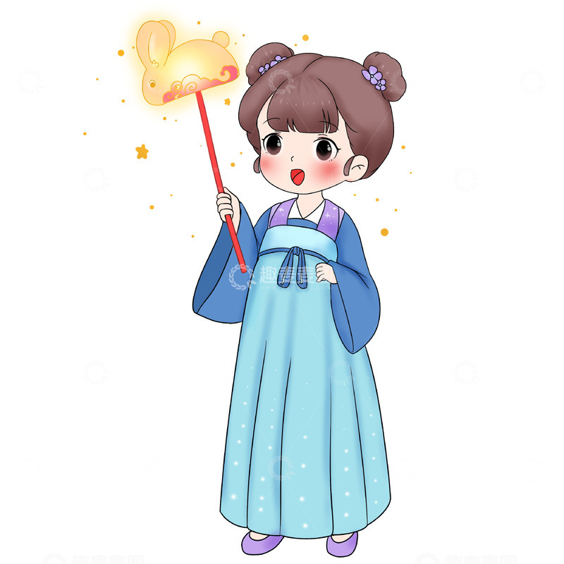 源文件下载【趣麦麦图】中秋节举花灯卡通人物