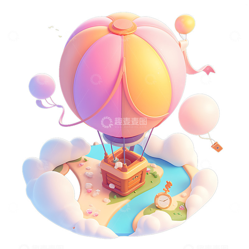 高清大图下载【趣麦麦图】热气球旅游图标