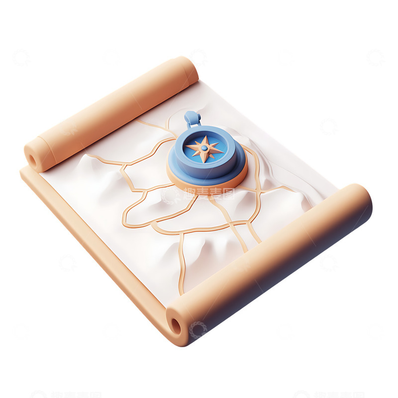 高清大图下载【趣麦麦图】指南针地图卡通