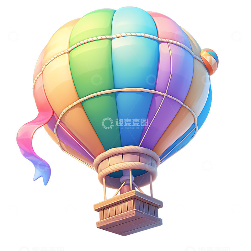 高清大图下载【趣麦麦图】卡通热气球飞行