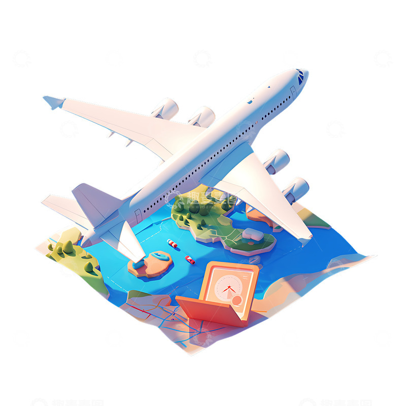 高清大图下载【趣麦麦图】飞机地图旅行图标