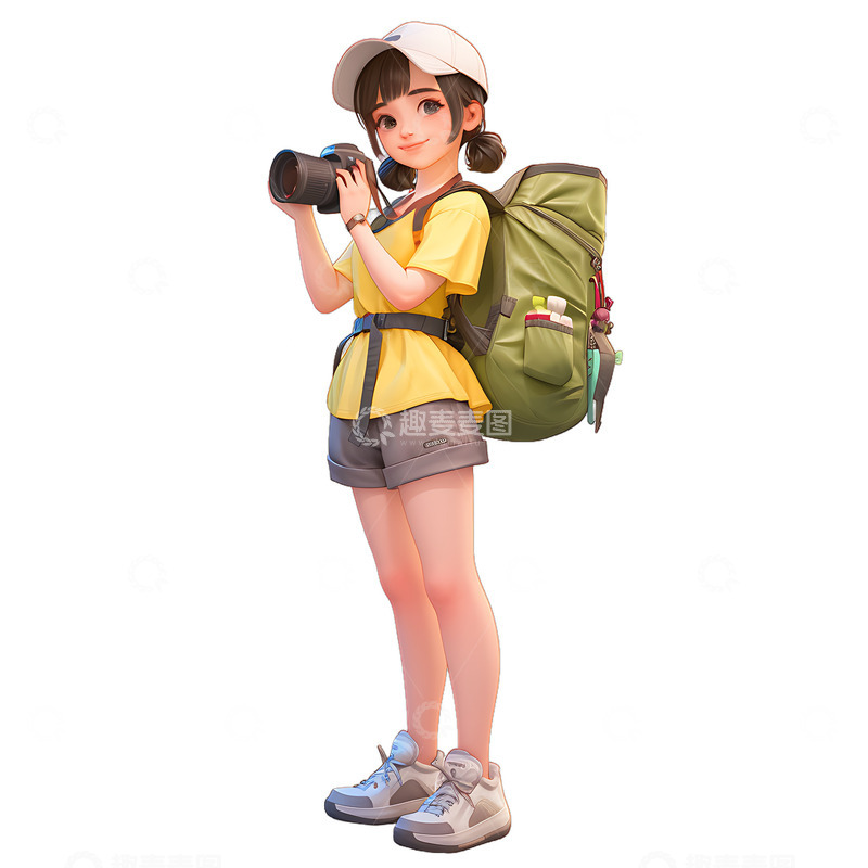 旅行拍照的女孩子