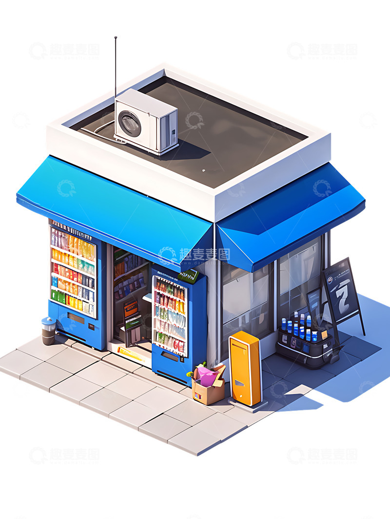 高清大图下载【趣麦麦图】等距超市便利店