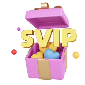 3D立体VIP紫色礼盒免抠元素