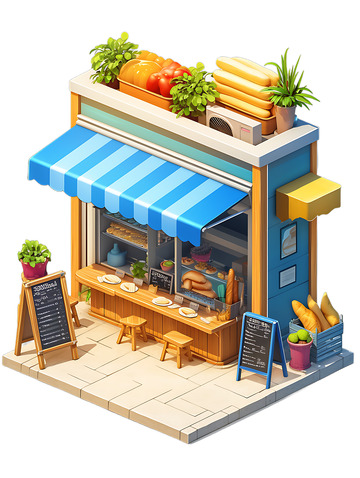 等距街边快餐店美味