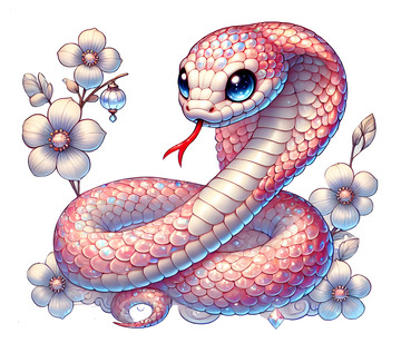 粉色的小蛇卡通插画素材