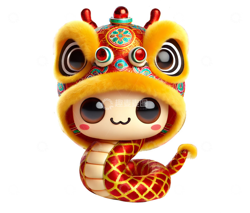 3D卡通立体生肖蛇IP形象素材