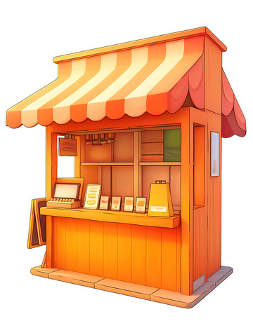卡通街边小吃店铺