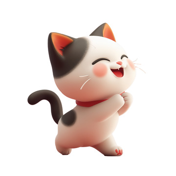 一只3d小花猫微笑的讨好