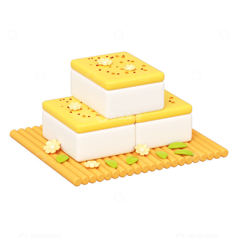 源文件下载【趣麦麦图】C4D立体重阳节糕点元素