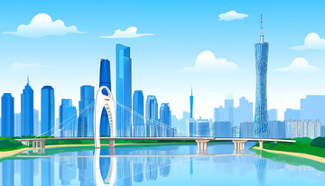 广州城市地标建筑插画