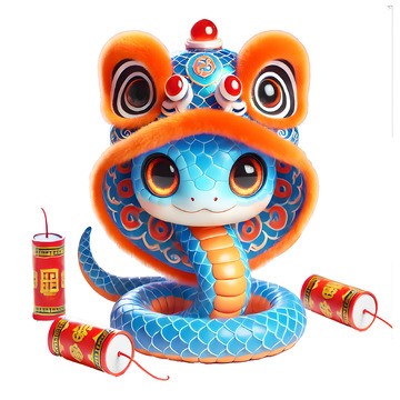 生肖蛇鞭炮3D卡通素材