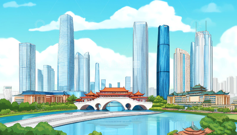 成都城市建筑插画