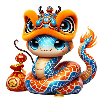 蛇年IP形象卡通3D风格素材