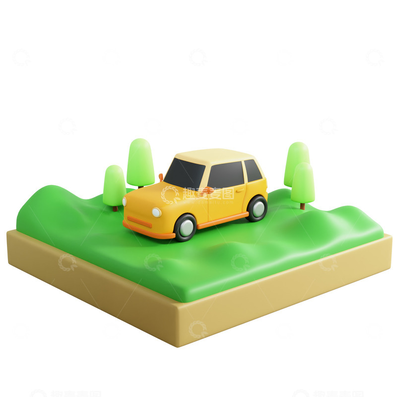 源文件下载【趣麦麦图】3D立体汽车出行免抠图片