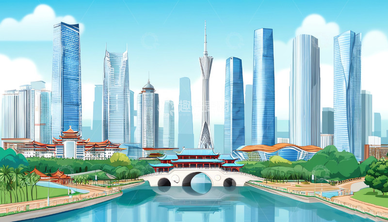 成都城市建筑扁平插画