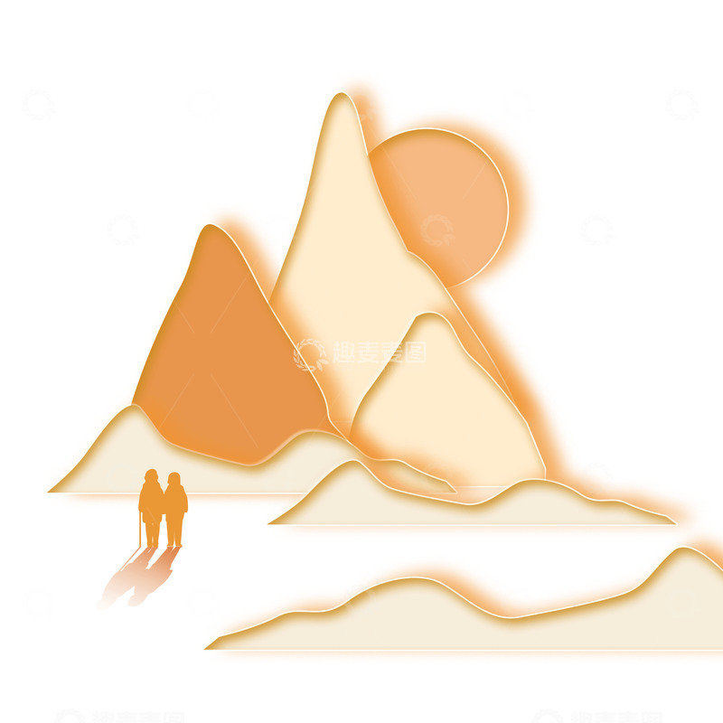 源文件下载【趣麦麦图】重阳节登高老年人元素