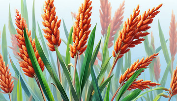 秋收红色高粱农民丰收节插画