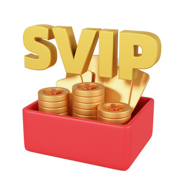 3D立体VIP金币礼盒PNG素材