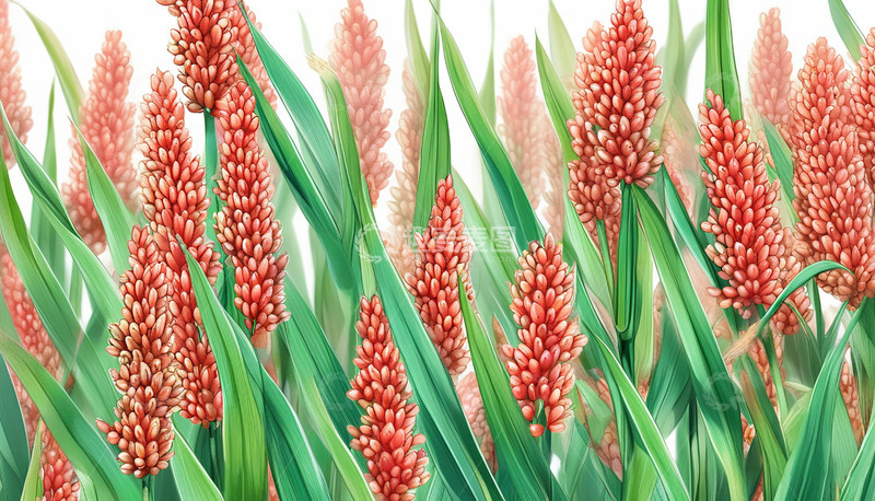 高清大图下载【趣麦麦图】秋天高粱大丰收插画