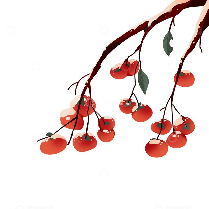 源文件下载【趣麦麦图】落雪柿子设计