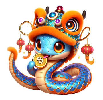 叼着金币的小蛇生肖蛇素材