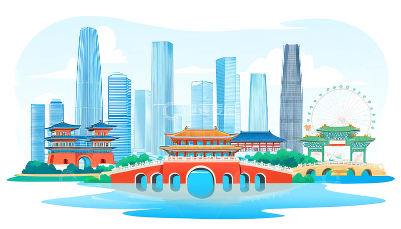 高清大图下载【趣麦麦图】地标古建筑现代大厦场景