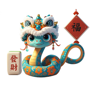 蛇年可爱小蛇3D卡通形象素材