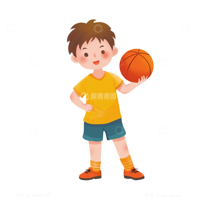 源文件下载【趣麦麦图】扁平插画打篮球的男孩手绘人物素材