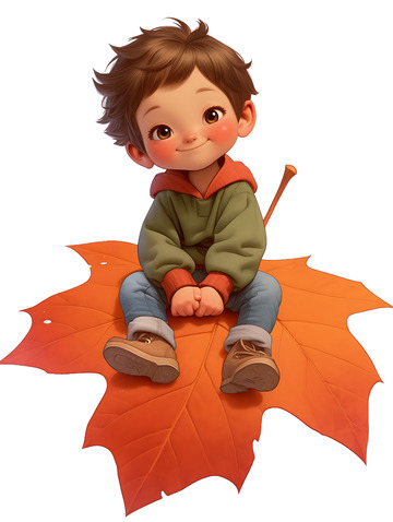 小男孩枫叶叶子秋天