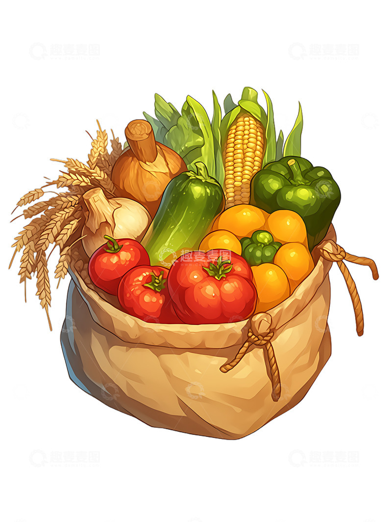 高清大图下载【趣麦麦图】几袋蔬果美味