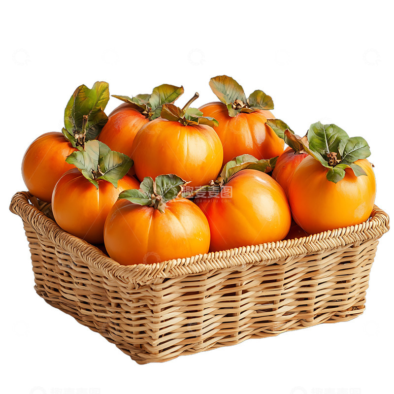 高清大图下载【趣麦麦图】一篮子柿子水果