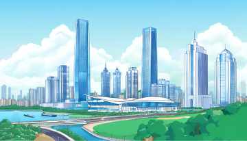 深圳地标建筑城市风光插画