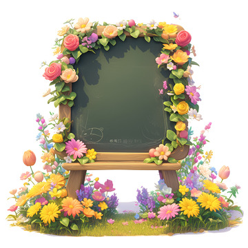 被花朵包围的展示板