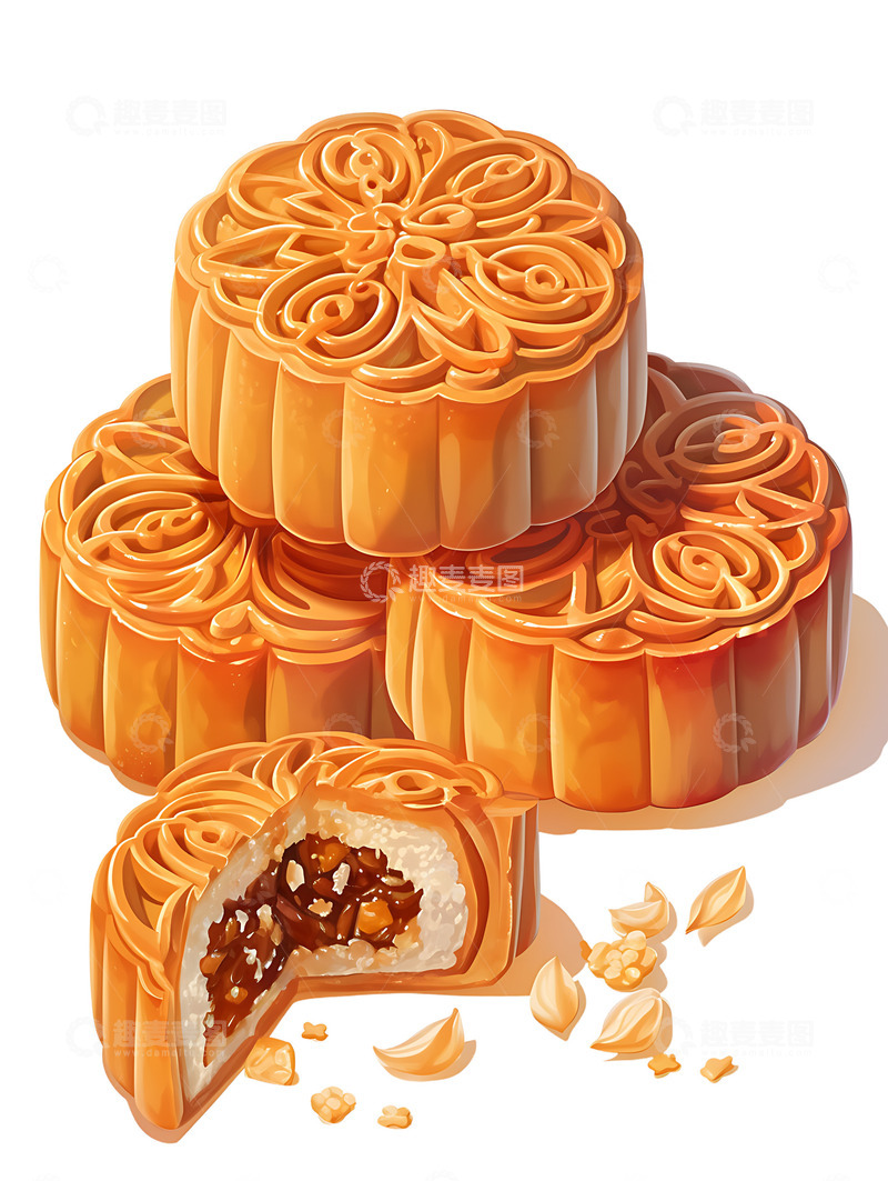 高清大图下载【趣麦麦图】-卡通月饼中秋