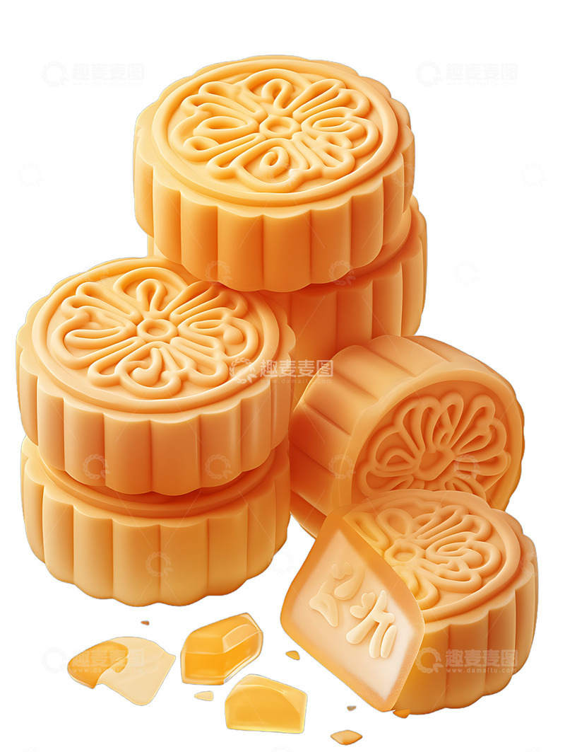 高清大图下载【趣麦麦图】月饼卡通3D
