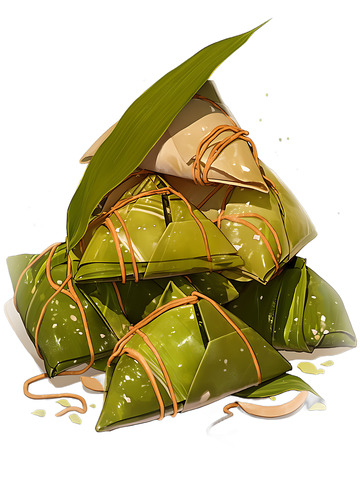一堆卡通粽子美食