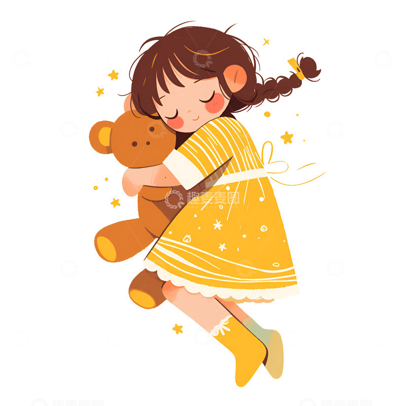 高清大图下载【趣麦麦图】抱着玩具熊睡觉的小孩