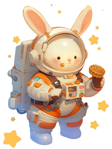兔子宇航员卡通月饼中秋